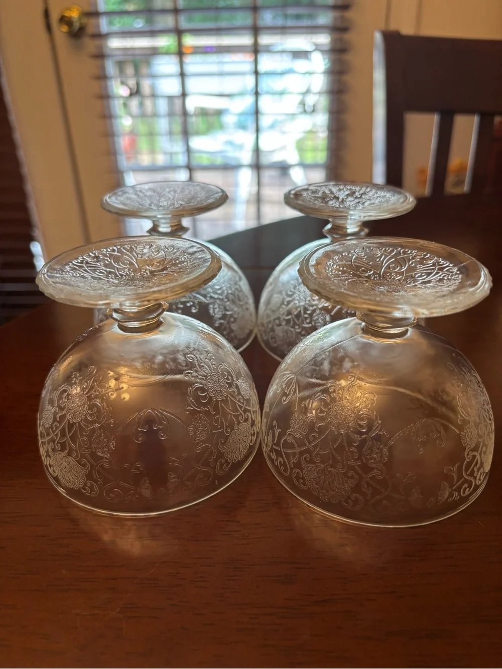 Hazel Atlas Florentine #1 Clear Glass Sherbet Dishes set of 4 Depression Glass